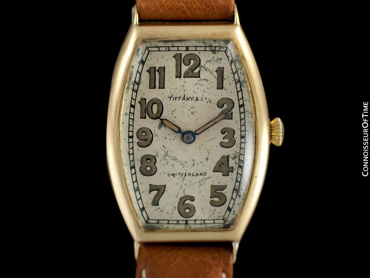 1920's Tiffany & Co. Vintage Art Deco Large Mens Watch - 18K Gold