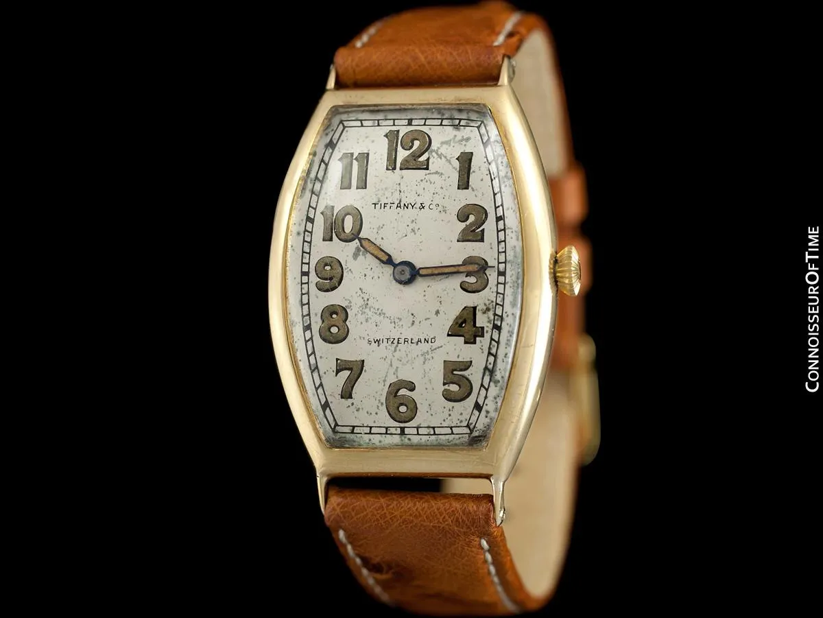 1920's Tiffany & Co. Vintage Art Deco Large Mens Watch - 18K Gold
