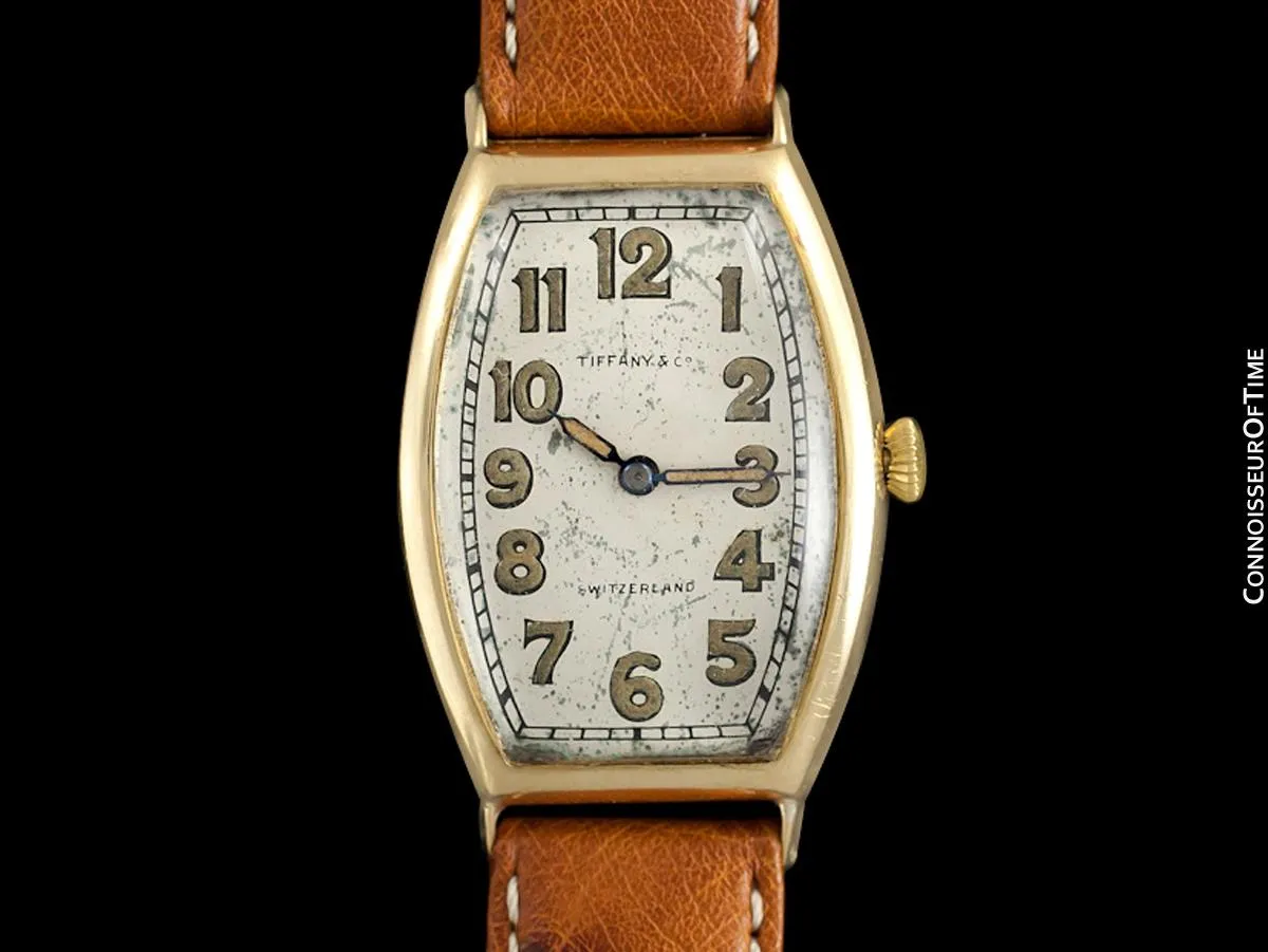 1920's Tiffany & Co. Vintage Art Deco Large Mens Watch - 18K Gold