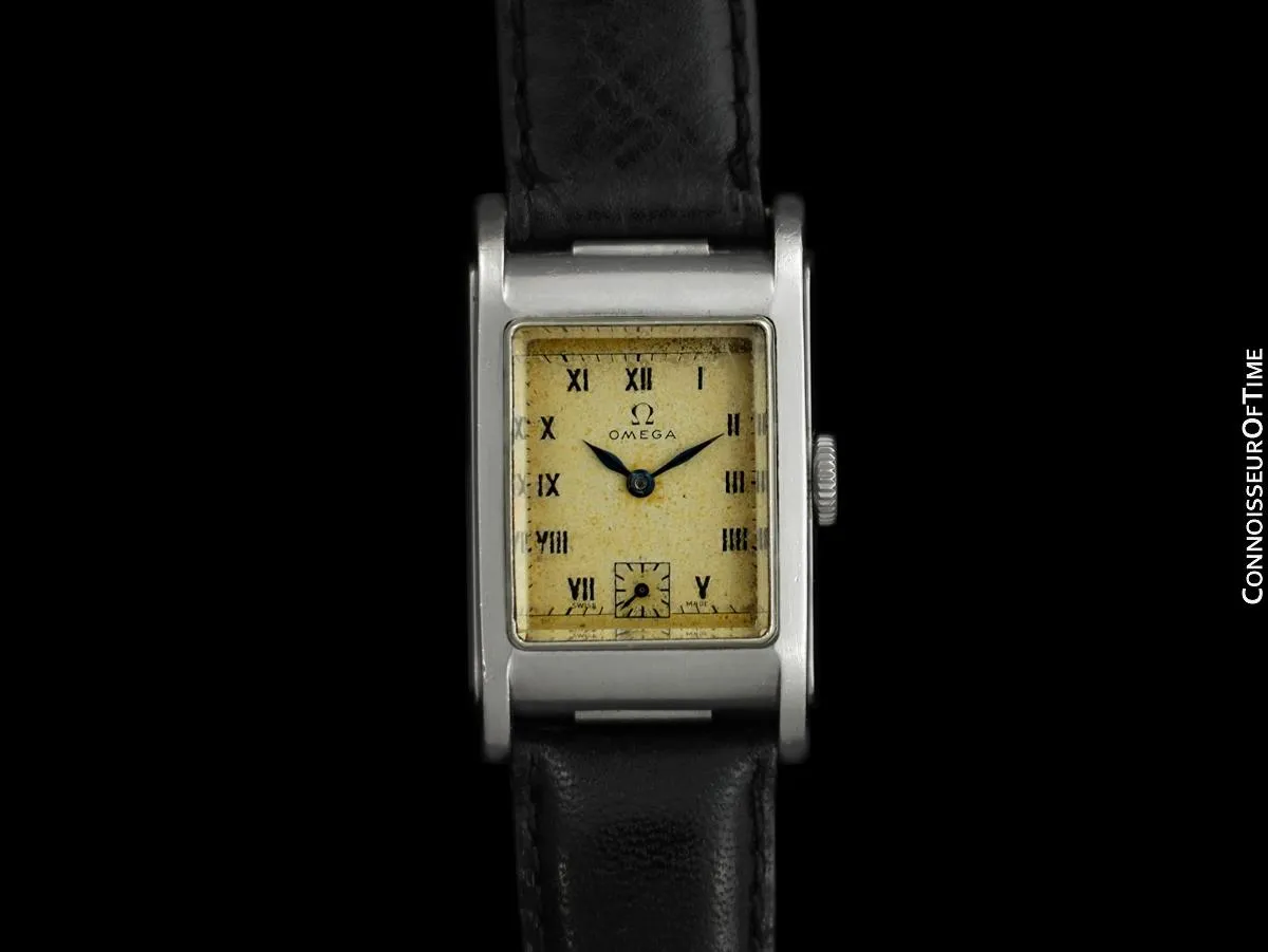 1935 Omega "Deluxe Marine" Standard Rare Early Waterproof Patented Case Watch - Stainless Steel
