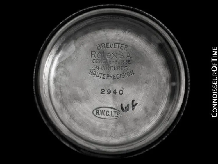 1941 Rolex Vintage Mens WWII Era Bubble Bubbleback, Ref. 2940, Stainless Steel - Very Fine & Rare