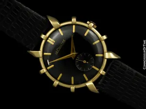 1952 Jaeger-LeCoultre Vintage Mens Watch, Rare Bradley II Model, 14K Gold - The Ships Wheel