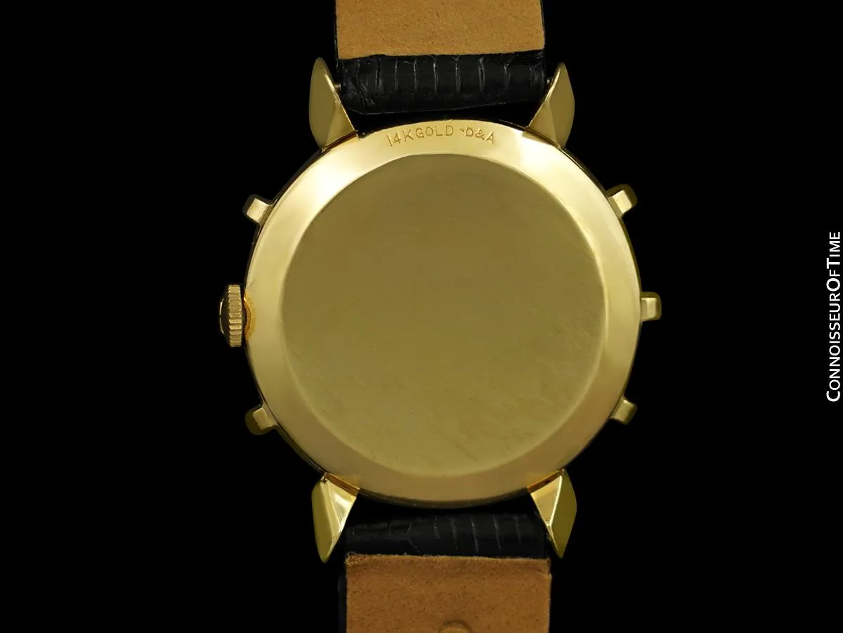 1952 Jaeger-LeCoultre Vintage Mens Watch, Rare Bradley II Model, 14K Gold - The Ships Wheel