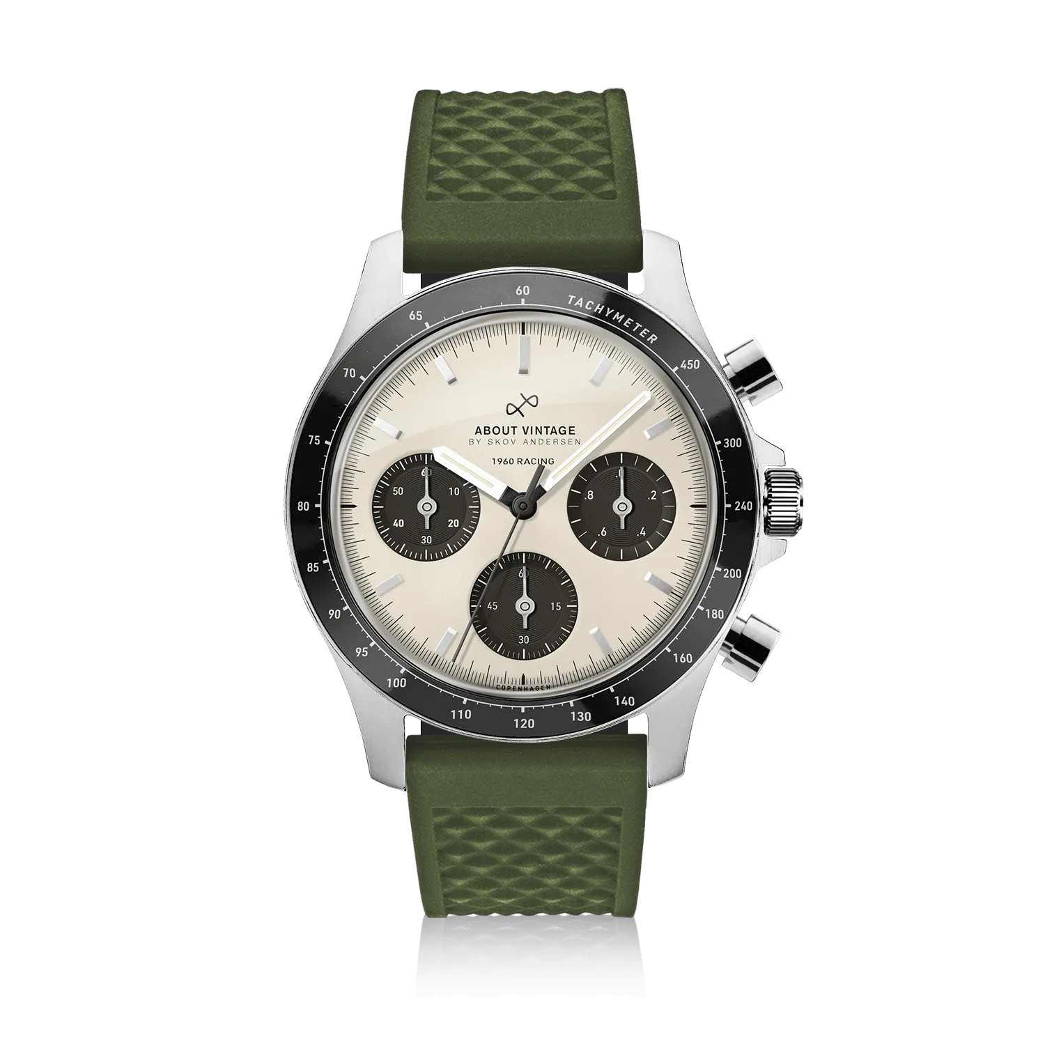 1960 Racing Chronograph, Steel / Off White & Black