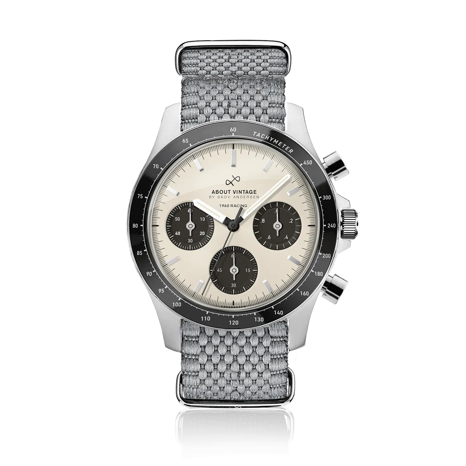 1960 Racing Chronograph, Steel / Off White & Black