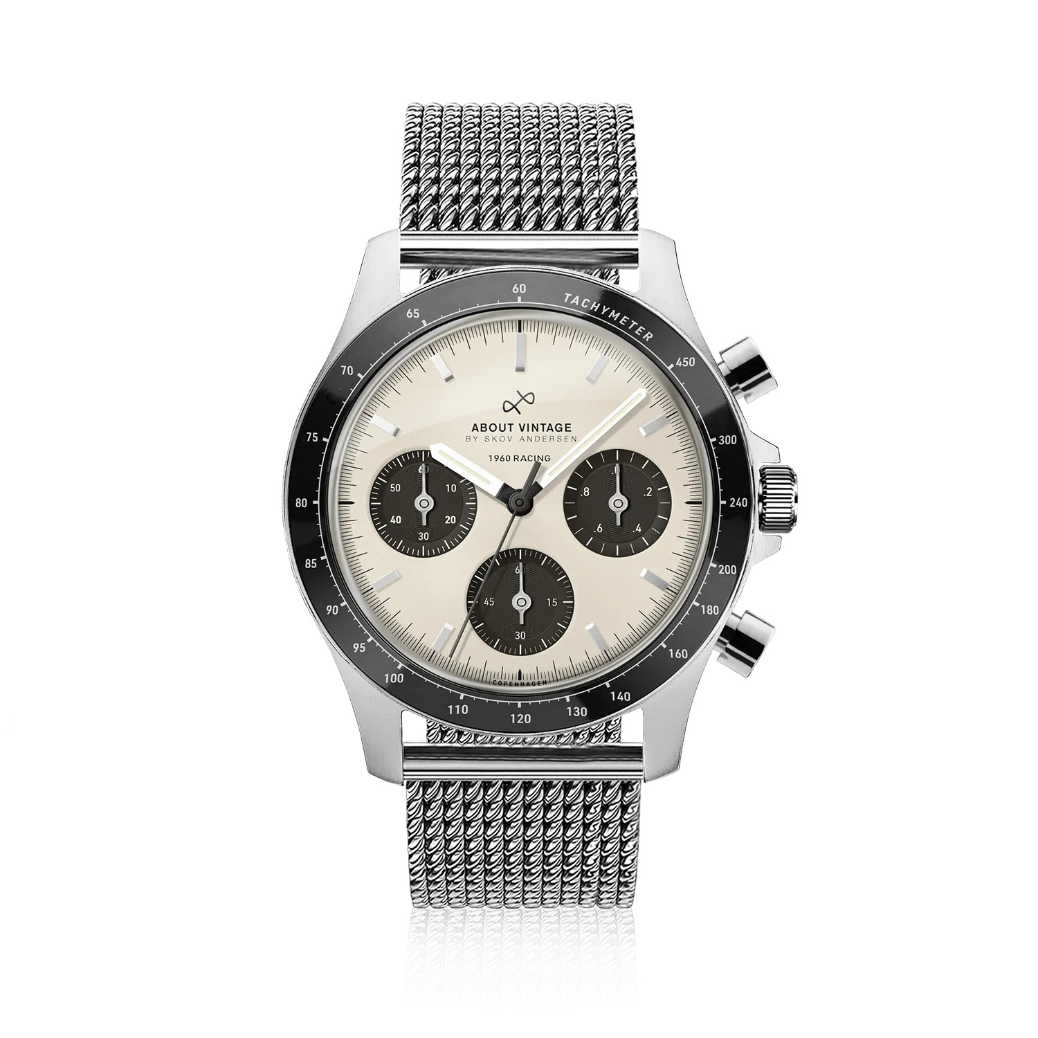 1960 Racing Chronograph, Steel / Off White & Black