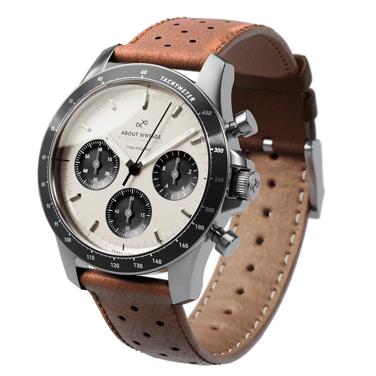 1960 Racing Chronograph, Steel / Off White & Black