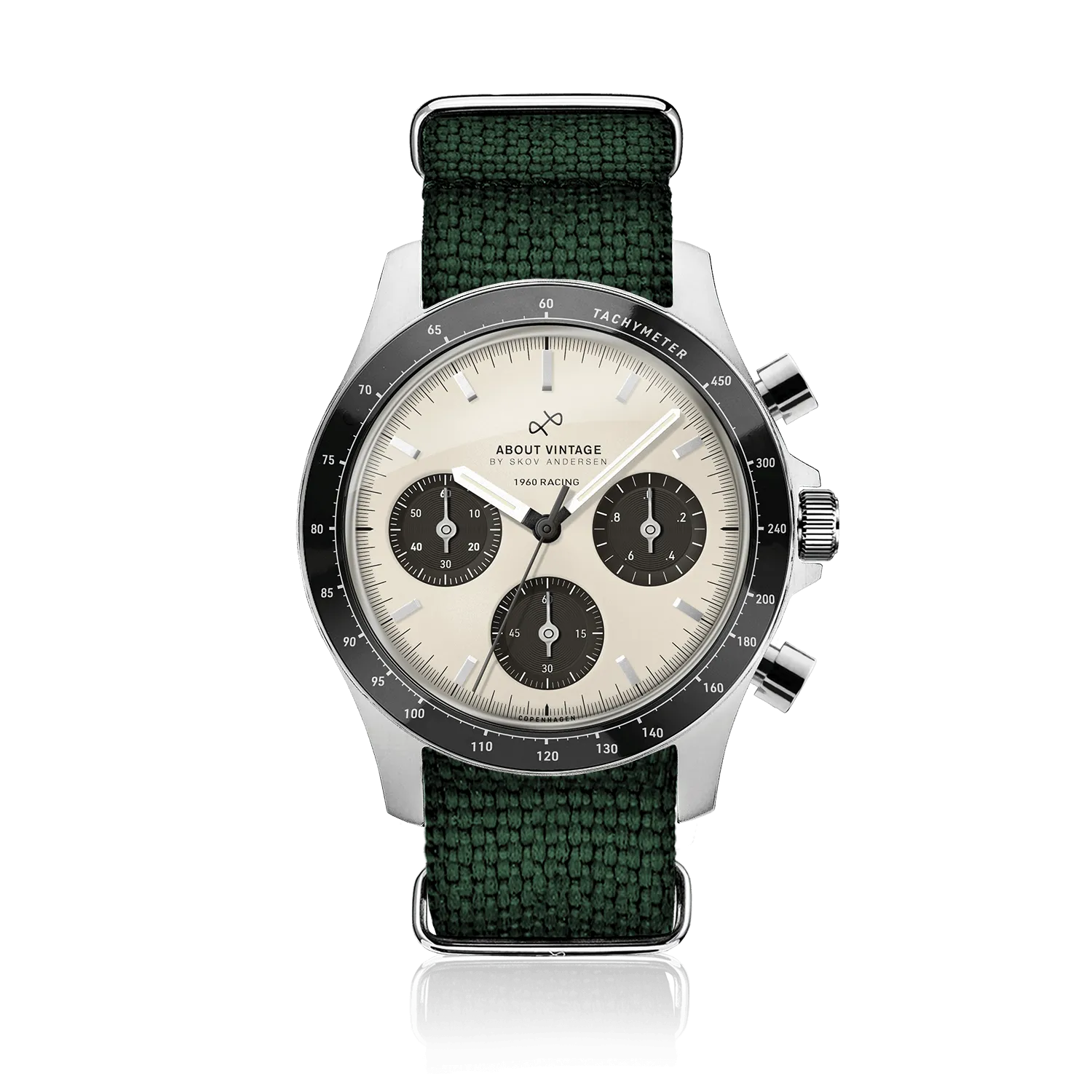 1960 Racing Chronograph, Steel / Off White & Black
