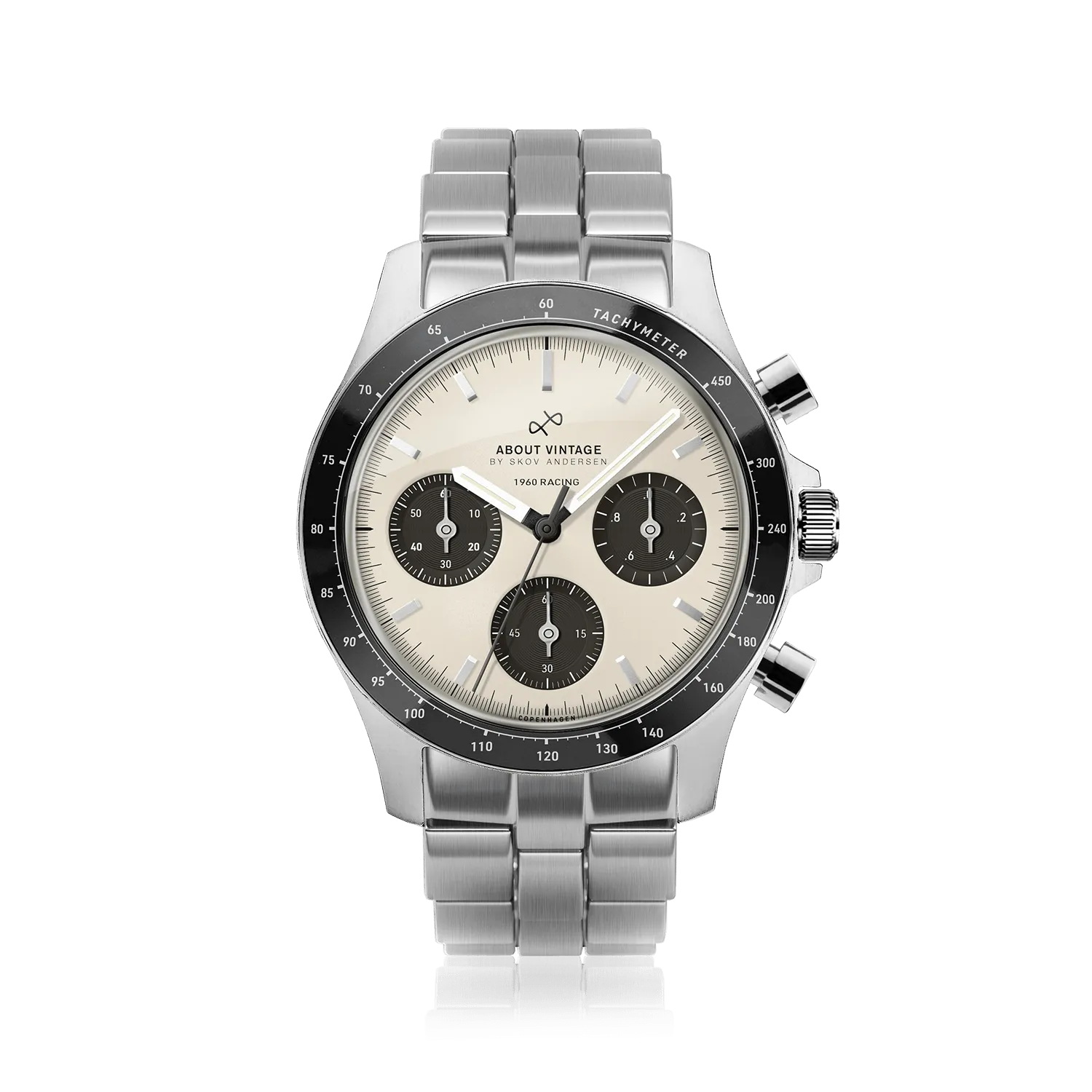 1960 Racing Chronograph, Steel / Off White & Black