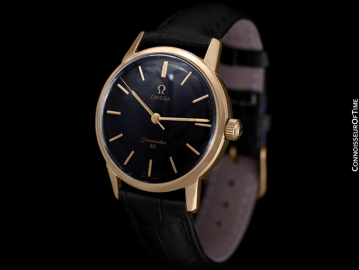 1963 Omega Seamaster 30 Vintage Mens Handwound Watch, Larger 35mm Model - 18K Gold Plated & Stainless Steel