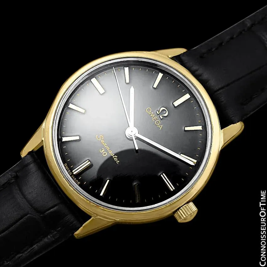 1963 Omega Seamaster 30 Vintage Mens Handwound Watch, Larger 35mm Model - 18K Gold Plated & Stainless Steel