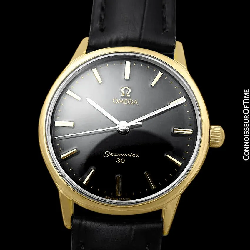 1963 Omega Seamaster 30 Vintage Mens Handwound Watch, Larger 35mm Model - 18K Gold Plated & Stainless Steel