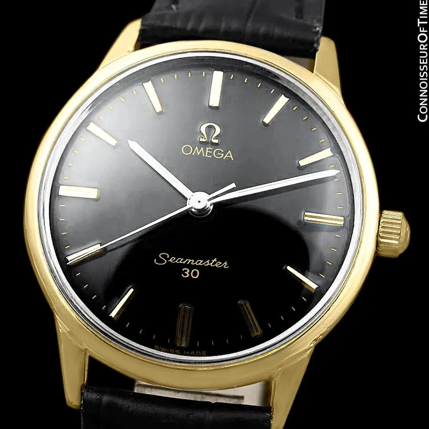 1963 Omega Seamaster 30 Vintage Mens Handwound Watch, Larger 35mm Model - 18K Gold Plated & Stainless Steel