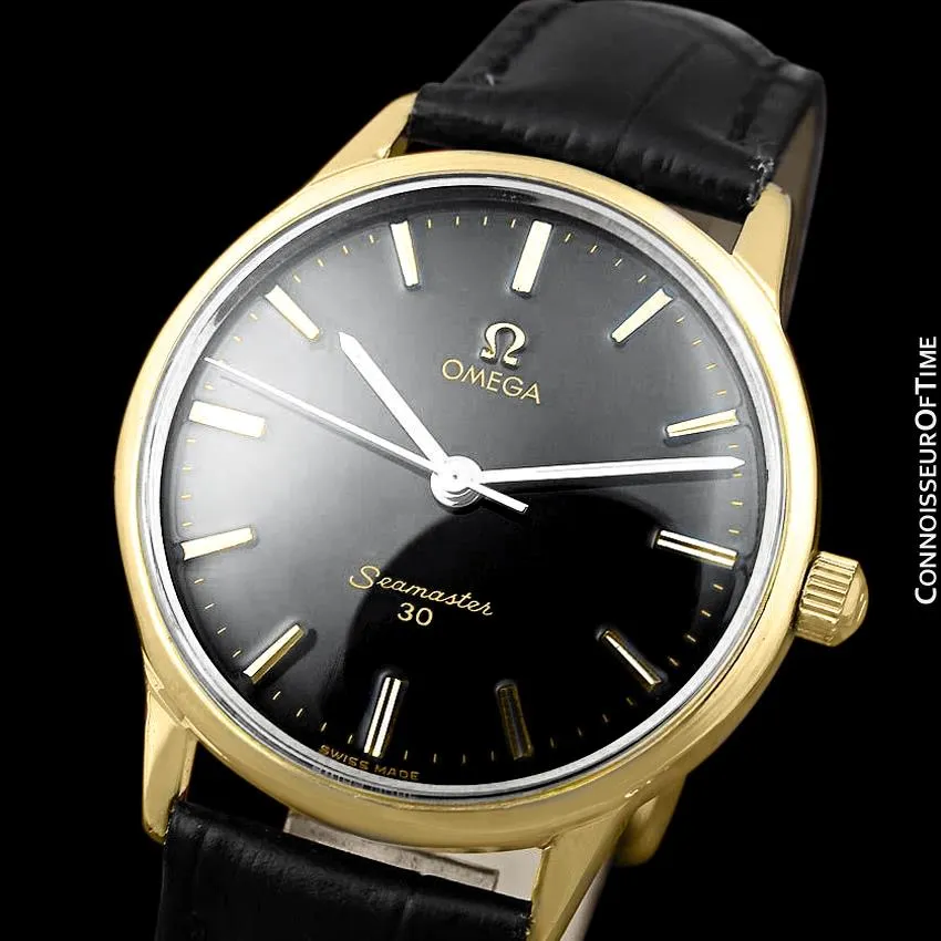 1963 Omega Seamaster 30 Vintage Mens Handwound Watch, Larger 35mm Model - 18K Gold Plated & Stainless Steel