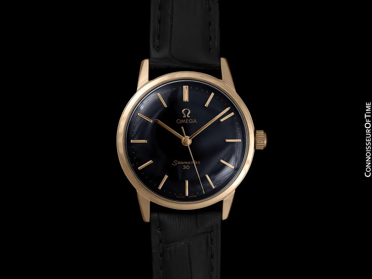 1963 Omega Seamaster 30 Vintage Mens Handwound Watch, Larger 35mm Model - 18K Gold Plated & Stainless Steel