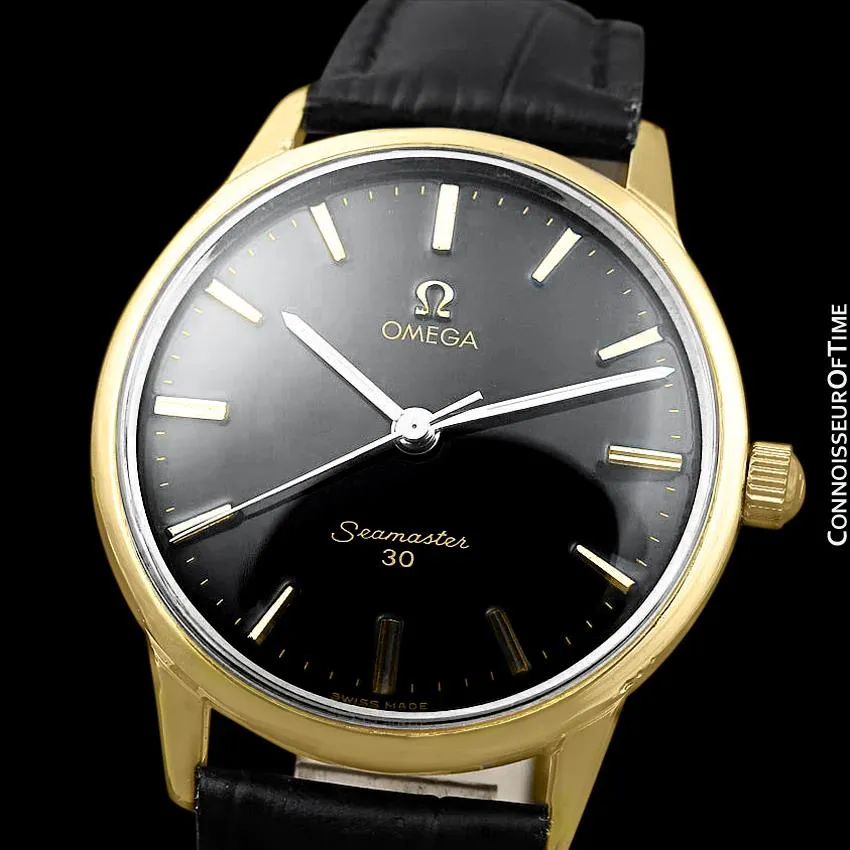 1963 Omega Seamaster 30 Vintage Mens Handwound Watch, Larger 35mm Model - 18K Gold Plated & Stainless Steel
