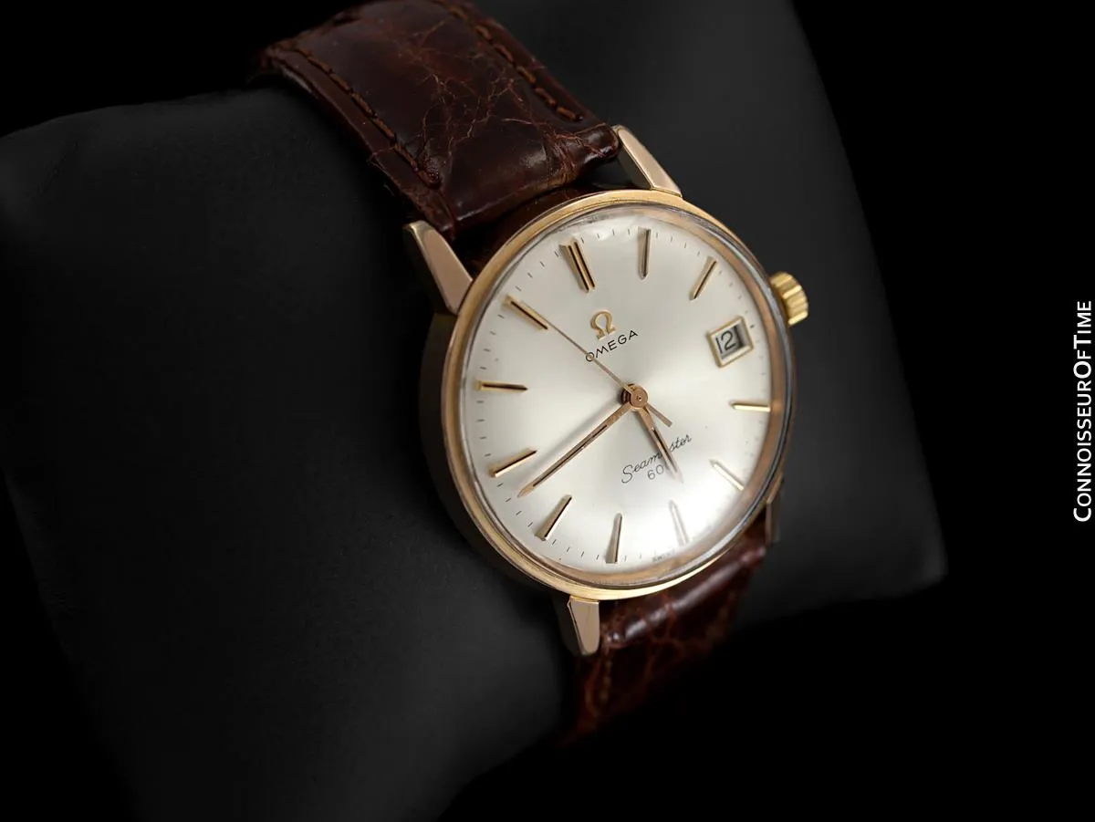 1966 Omega Seamaster 600 Vintage Mens Handwound Watch - 18K Rose Gold Plated & Stainless Steel