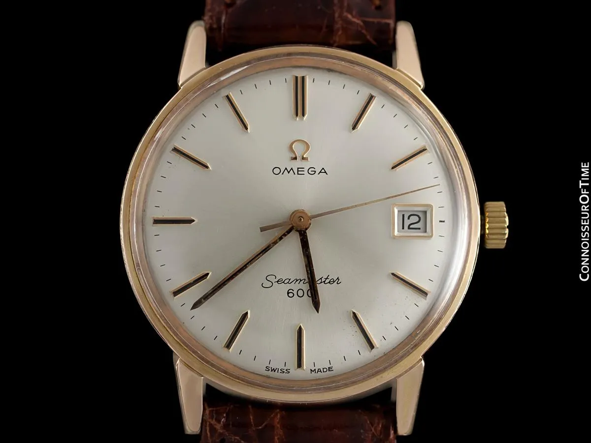 1966 Omega Seamaster 600 Vintage Mens Handwound Watch - 18K Rose Gold Plated & Stainless Steel