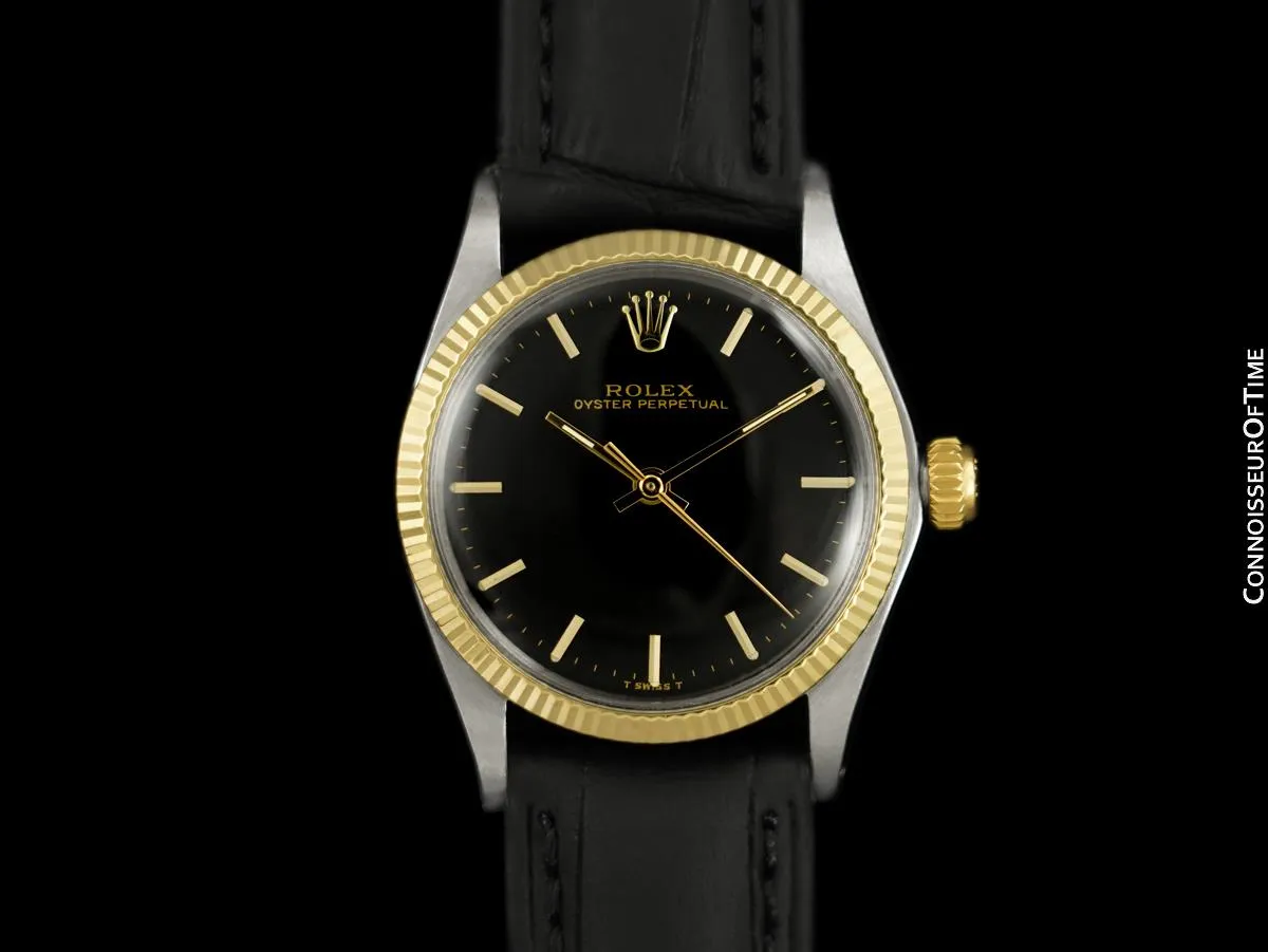 1967 Rolex Oyster Perpetual Classic Mens Midsize Unisex 31mm Vintage Watch - 18K Gold & Stainless Steel