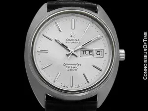 1970's Omega Seamaster Cosmic 2000 Vintage Mens Large Dive Watch, Automatic, Day Date - Stainless Steel