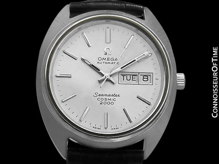 1970's Omega Seamaster Cosmic 2000 Vintage Mens Large Dive Watch, Automatic, Day Date - Stainless Steel