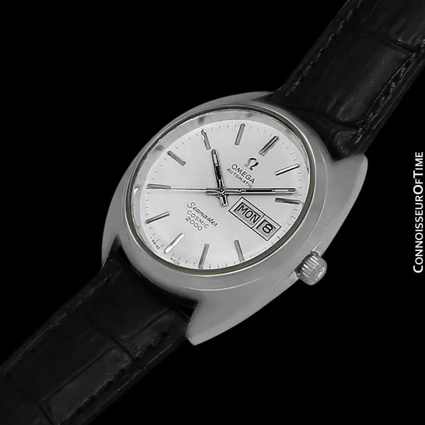 1970's Omega Seamaster Cosmic 2000 Vintage Mens Large Dive Watch, Automatic, Day Date - Stainless Steel