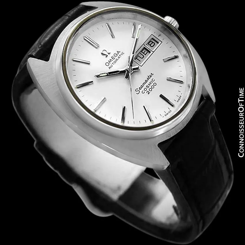 1970's Omega Seamaster Cosmic 2000 Vintage Mens Large Dive Watch, Automatic, Day Date - Stainless Steel