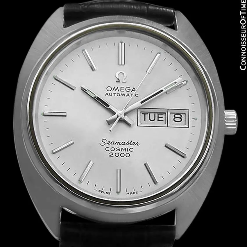 1970's Omega Seamaster Cosmic 2000 Vintage Mens Large Dive Watch, Automatic, Day Date - Stainless Steel