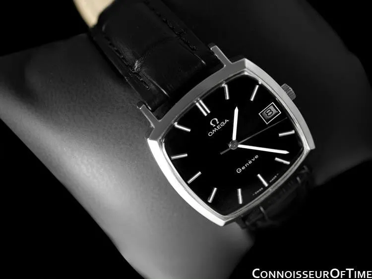 1974 Omega Geneve Vintage Mens Handwound Watch with Quick-Setting Date - Stainless Steel