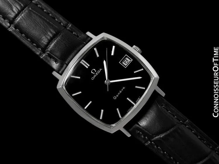 1974 Omega Geneve Vintage Mens Handwound Watch with Quick-Setting Date - Stainless Steel