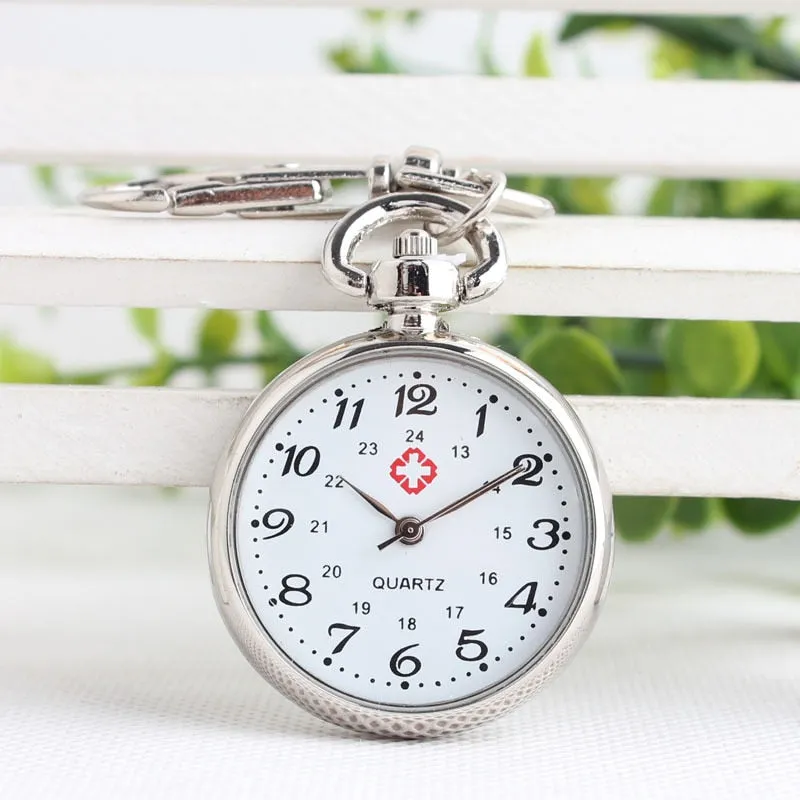 1PC No Waterproof Watches elderly Clear Large Numbers Nurse Pocket Watches Keys Holders Watches Student Tests Nurse Watches