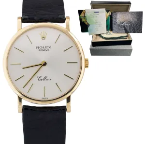 2001 Rolex Geneve Cellini Classic 32mm Silver 18K Yellow Gold Watch 5112 B P