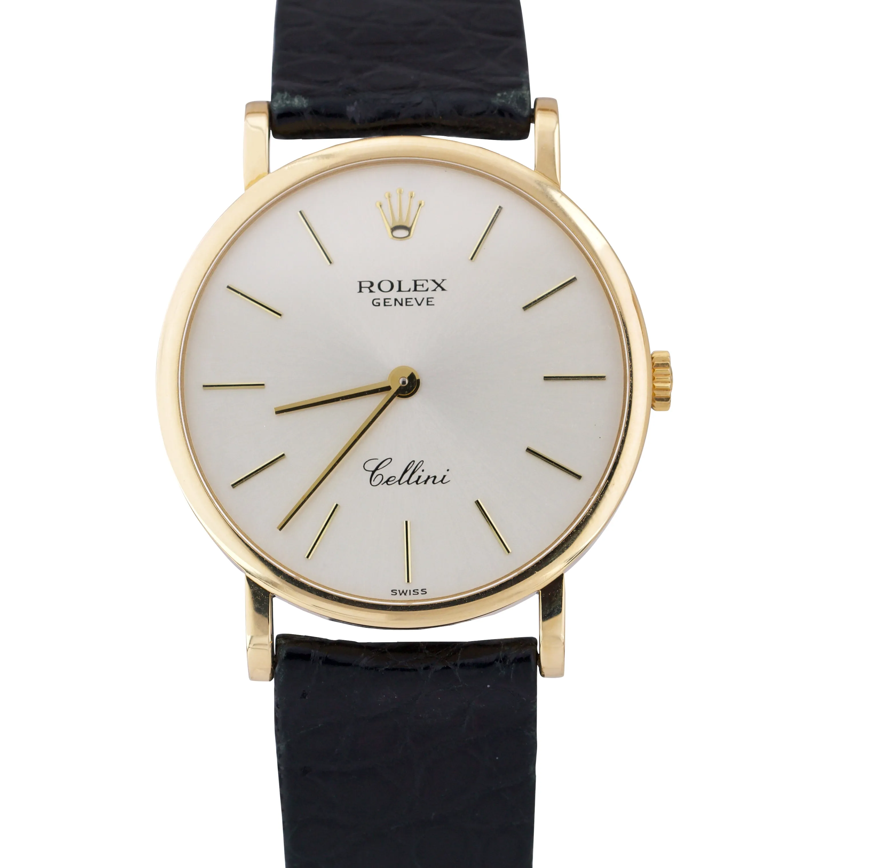 2001 Rolex Geneve Cellini Classic 32mm Silver 18K Yellow Gold Watch 5112 B P