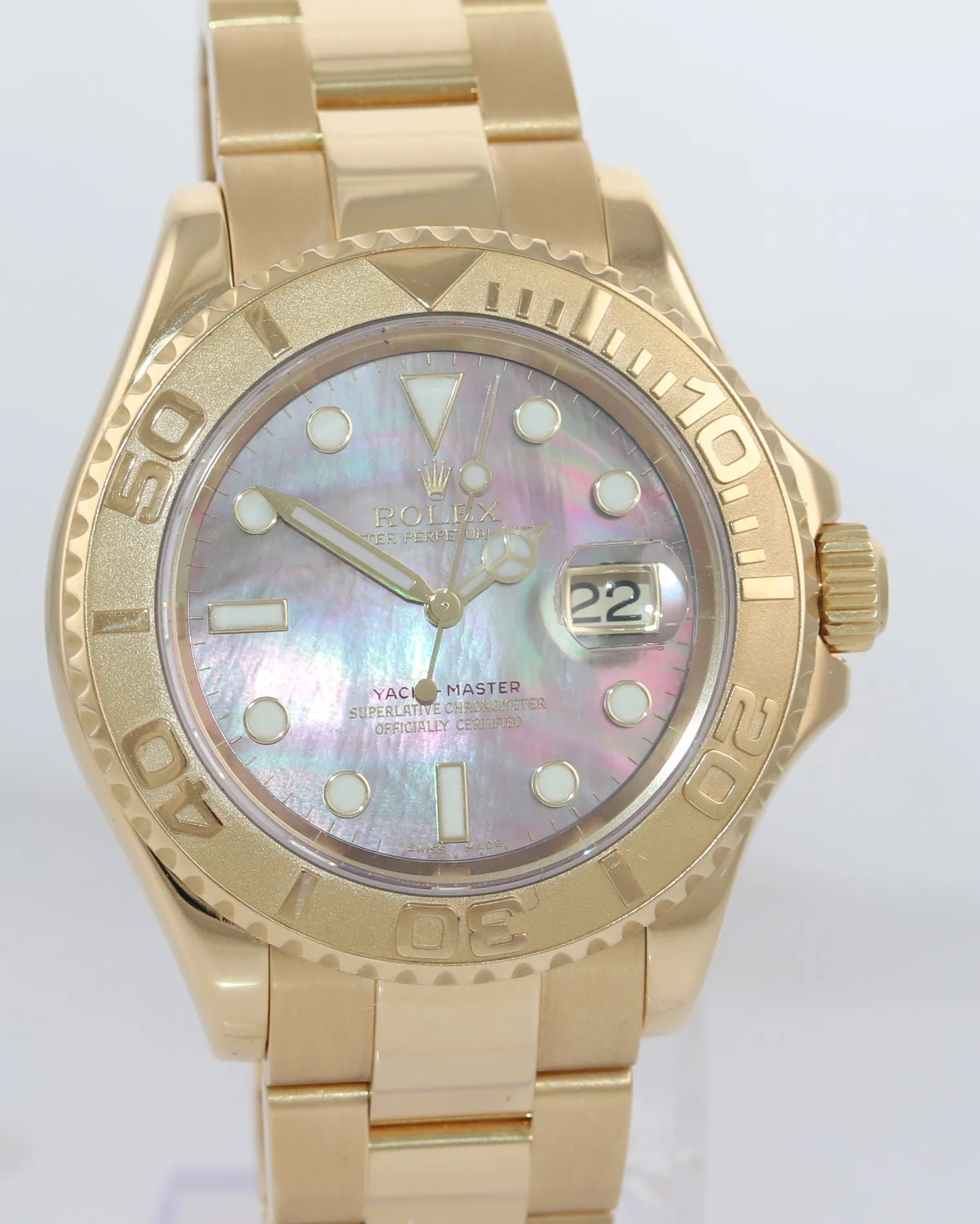 2003 DARK MOP Rolex Yacht-Master 18k Yellow Gold 16628 40mm Watch Box