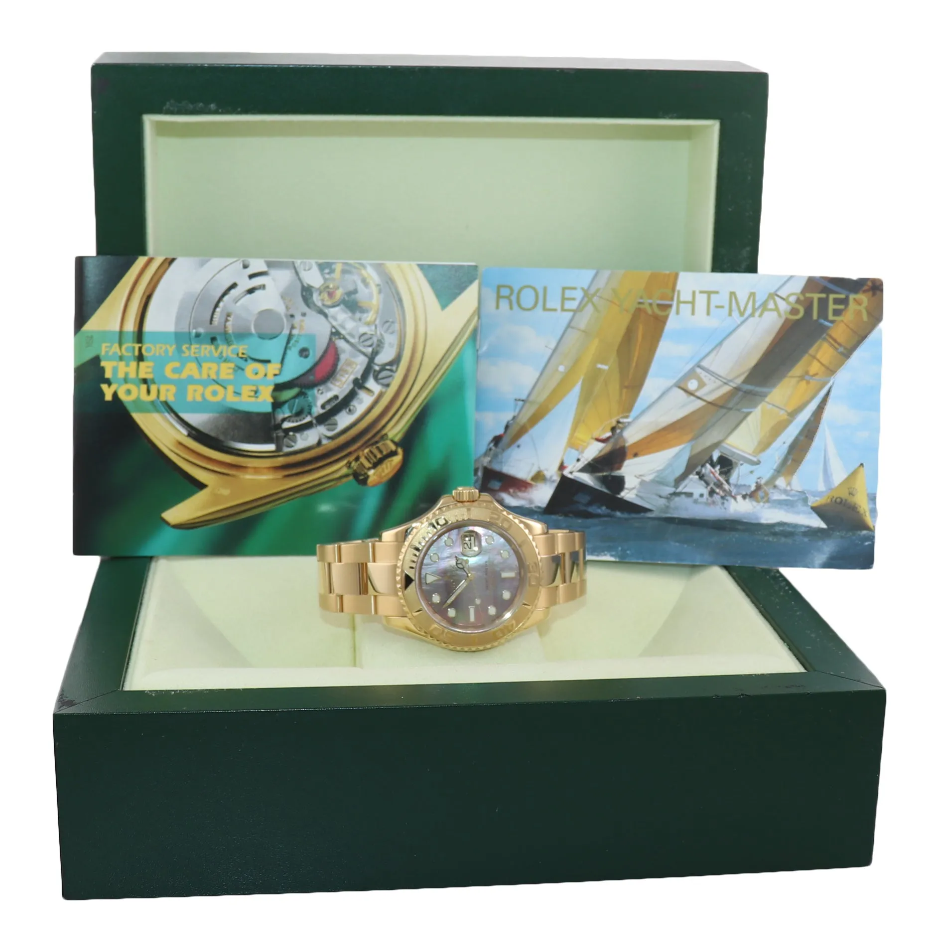2003 DARK MOP Rolex Yacht-Master 18k Yellow Gold 16628 40mm Watch Box