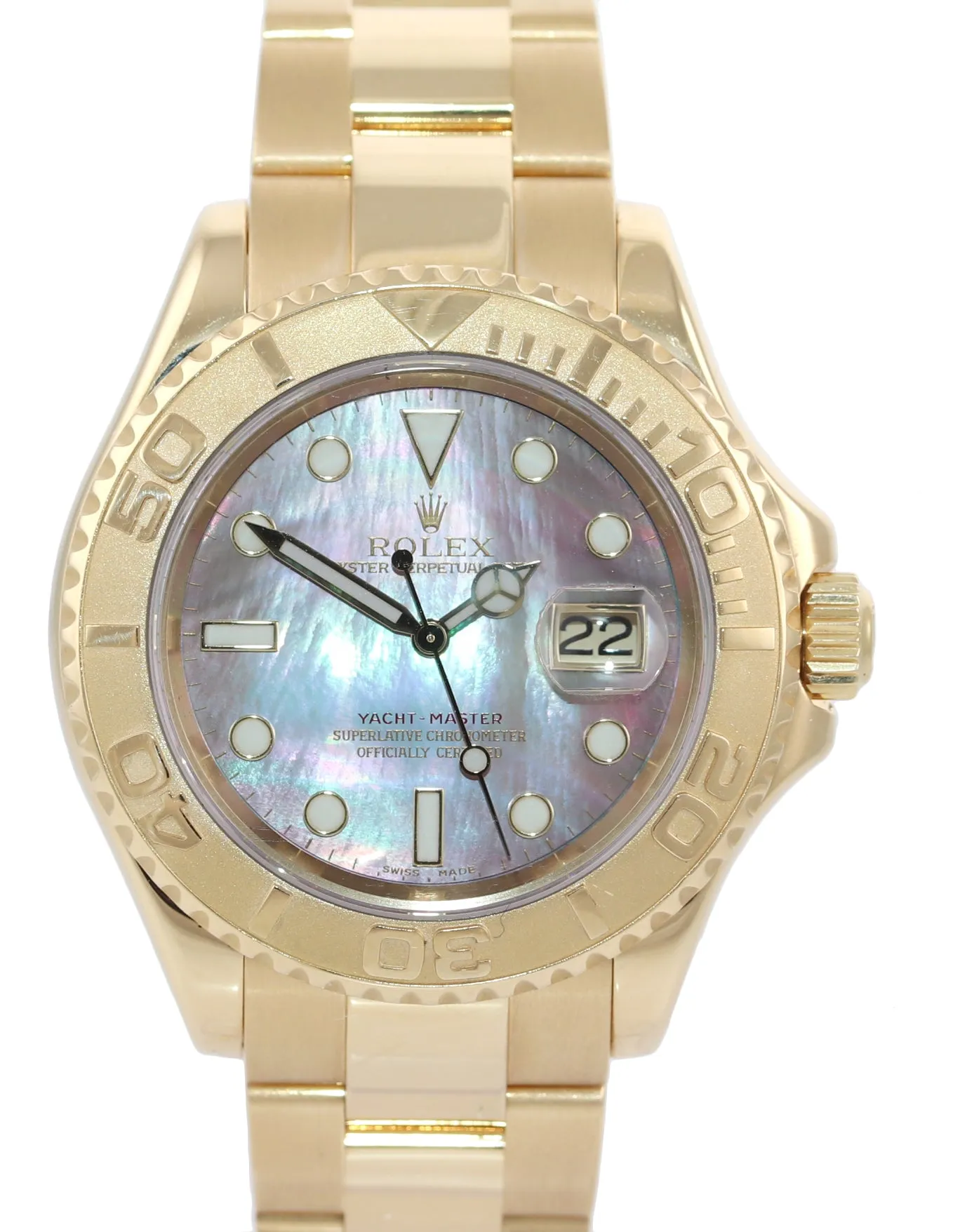 2003 DARK MOP Rolex Yacht-Master 18k Yellow Gold 16628 40mm Watch Box