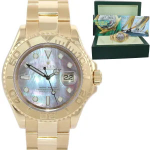 2003 DARK MOP Rolex Yacht-Master 18k Yellow Gold 16628 40mm Watch Box