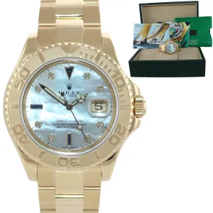 2003 FACTORY Diamond MOP Rolex Yacht-Master 18k Yellow Gold 16628 40mm Watch