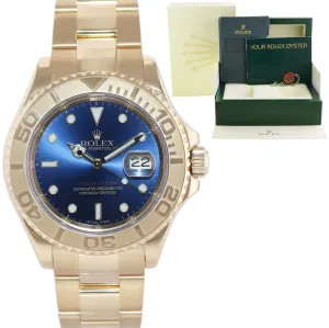 2004 MINT Rolex Yacht-Master Yellow Gold 16628 40mm Blue Watch Box