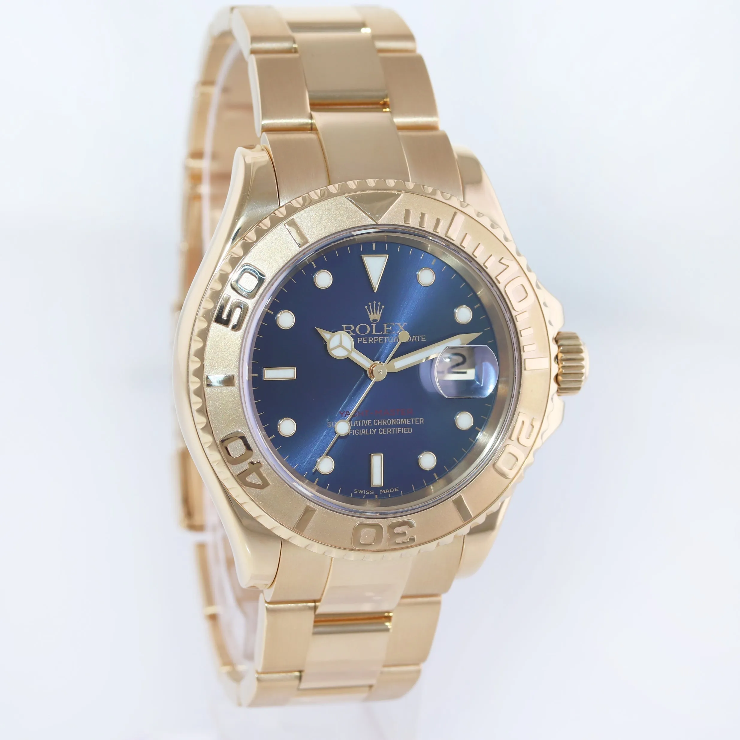 2004 MINT Rolex Yacht-Master Yellow Gold 16628 40mm Blue Watch Box