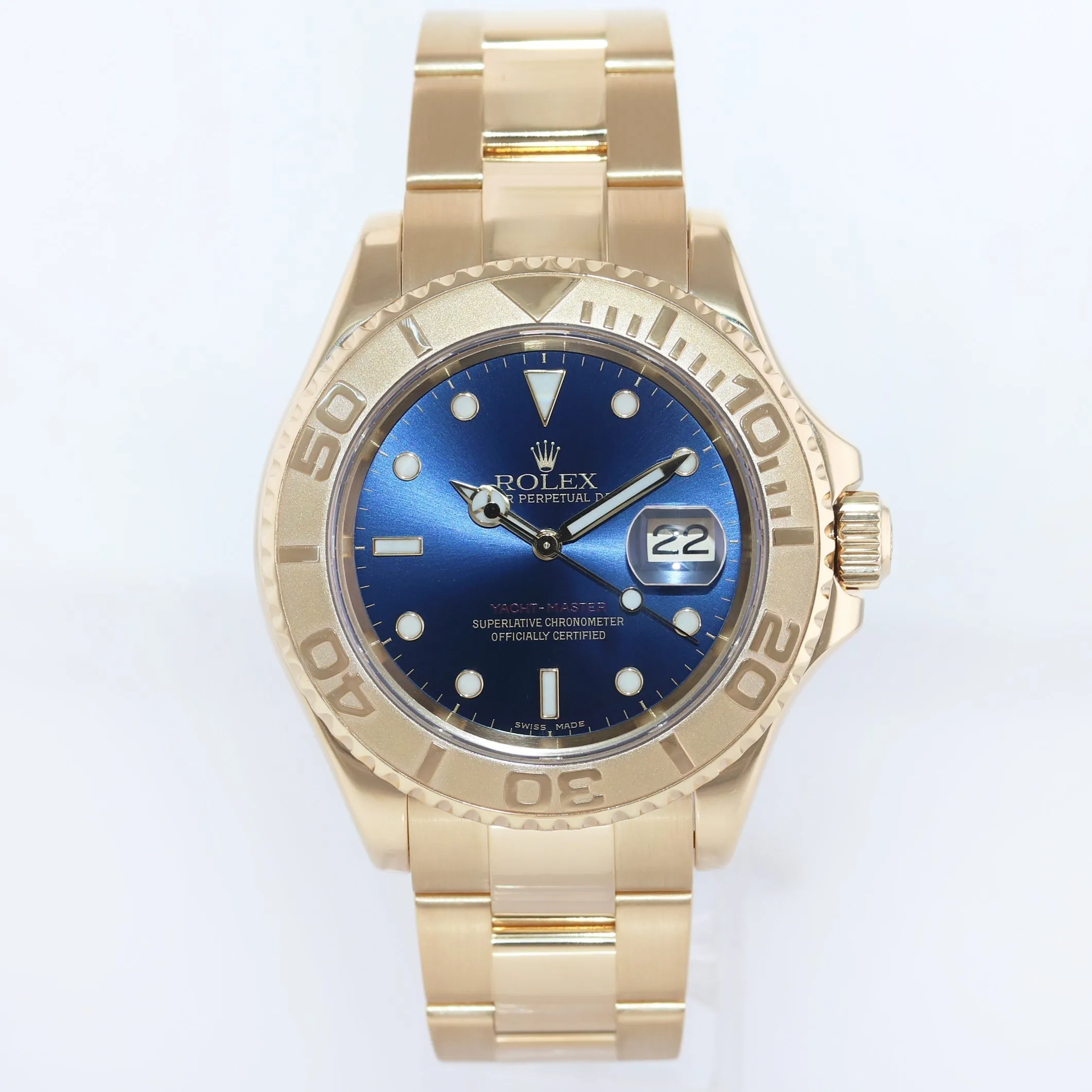 2004 MINT Rolex Yacht-Master Yellow Gold 16628 40mm Blue Watch Box