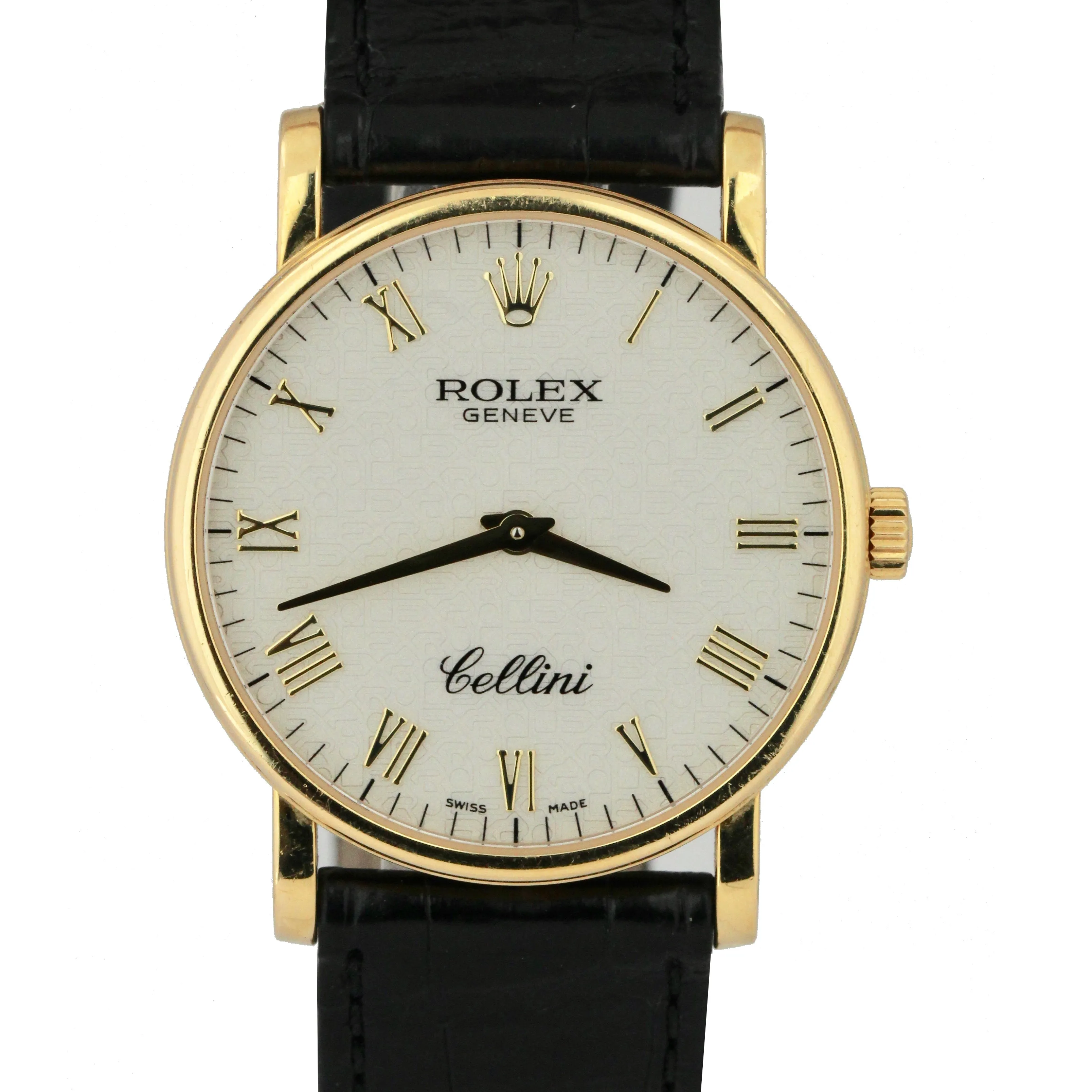 2006 Rolex Cellini Ivory Jubilee Roman Numeral 18K Yellow Gold 32mm Watch 5115