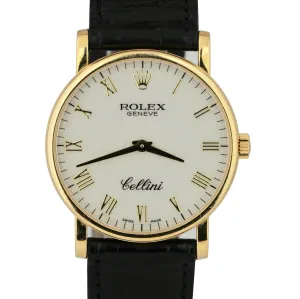 2006 Rolex Cellini Ivory Jubilee Roman Numeral 18K Yellow Gold 32mm Watch 5115