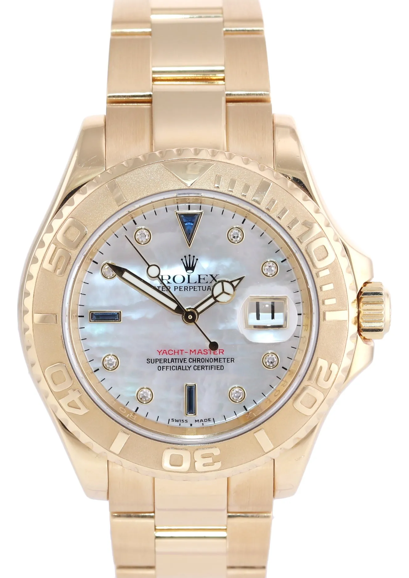 2007 PAPERS FACTORY Diamond MOP Rolex Yacht-Master Yellow Gold 16628 Watch