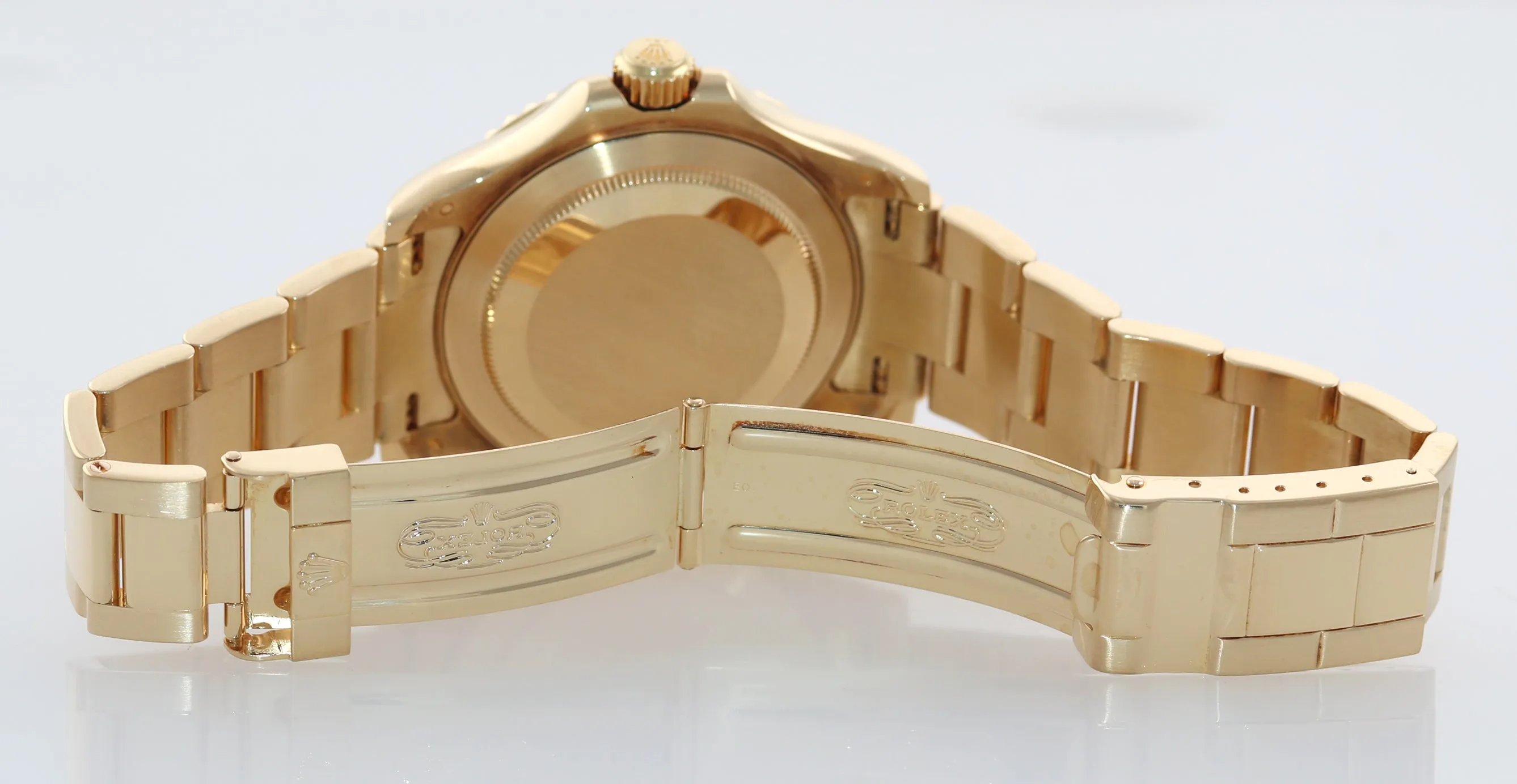 2010 Rolex Yacht-Master 18k Yellow Gold White Watch ENGRAVED REHAUT Box