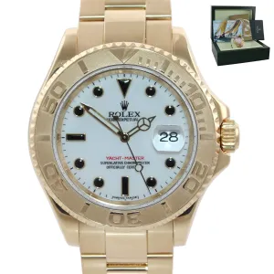 2010 Rolex Yacht-Master 18k Yellow Gold White Watch ENGRAVED REHAUT Box