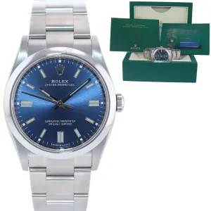 2020 PAPERS rolex Oyster Perpetual 36mm Steel Blue Stick Watch 126000 Box