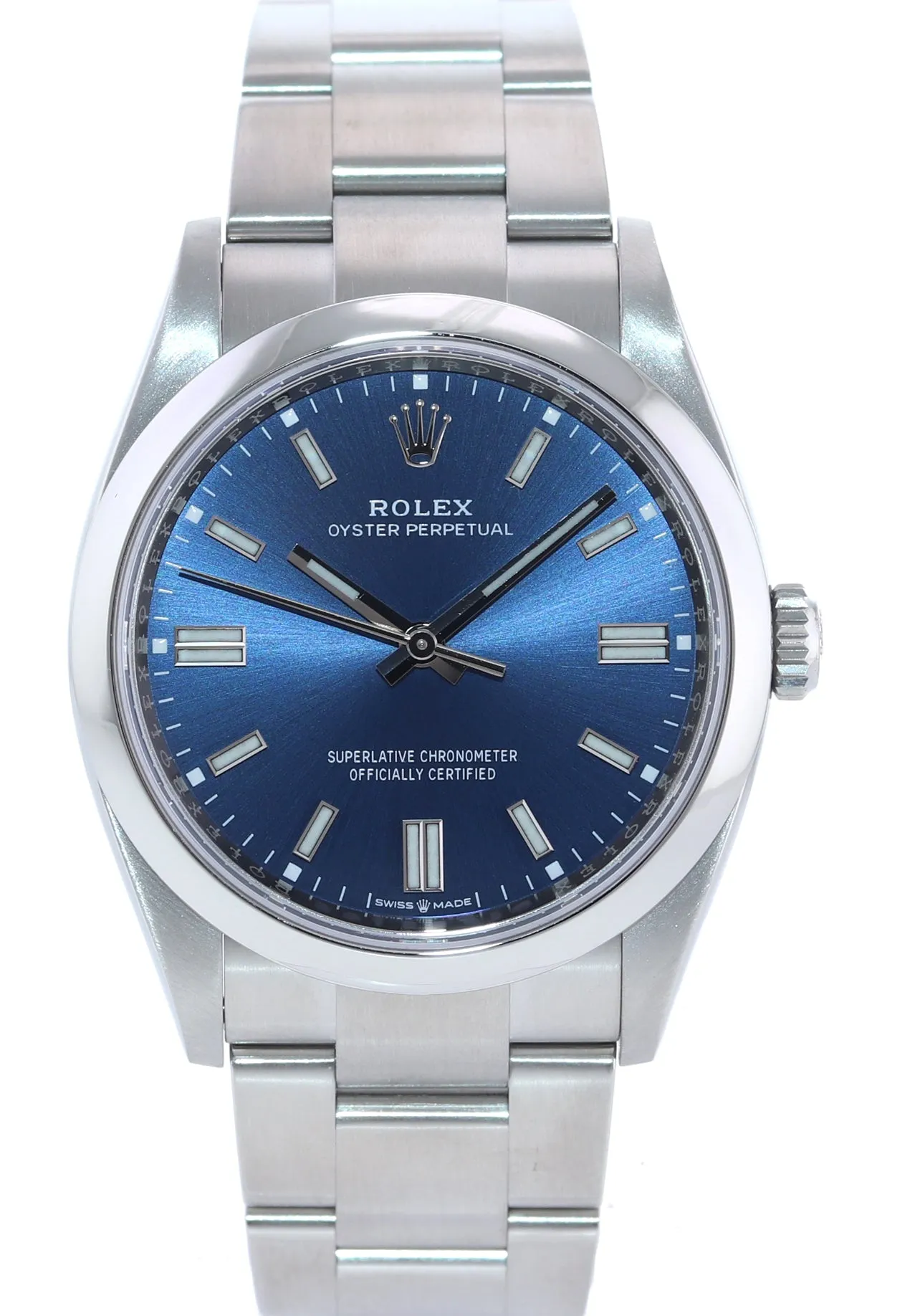 2020 PAPERS rolex Oyster Perpetual 36mm Steel Blue Stick Watch 126000 Box