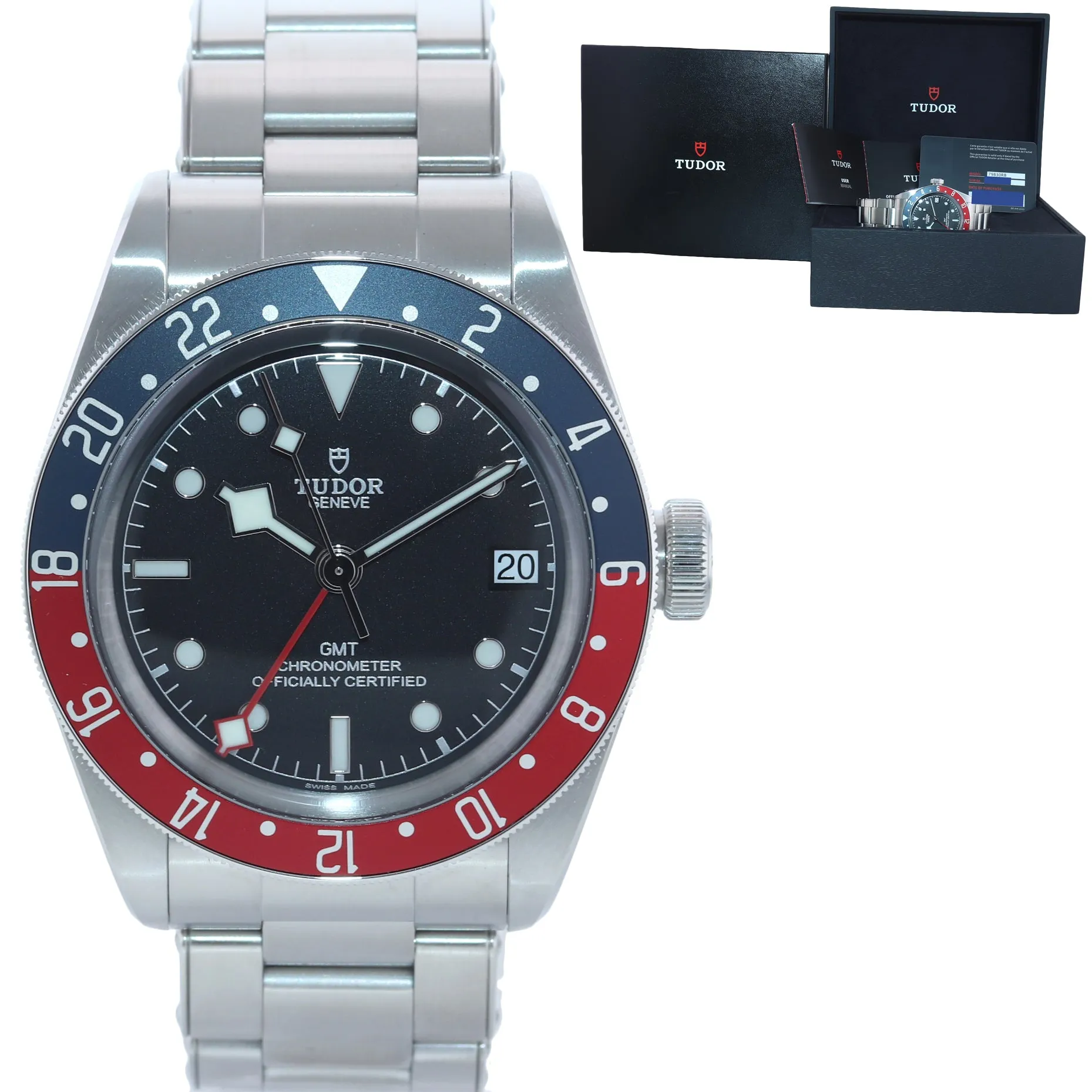 2022 MINT PAPERS Tudor Black Bay GMT Pepsi 79830RB 41mm Steel Bracelet Watch