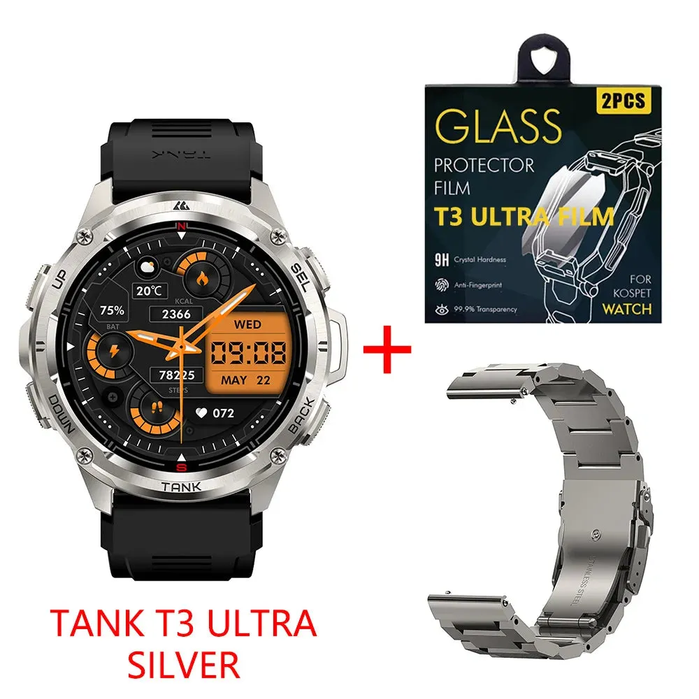 2024 Original KOSPET TANK T3 Ultra GPS Smartwatch Mens Rugged Smart Watches Women Military Electronic Waterproof Digital Watch